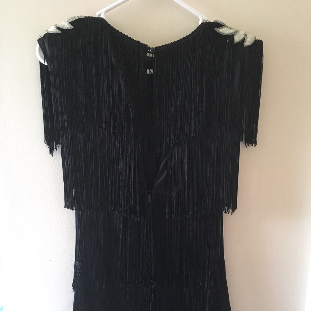 Chic Black Fringe Mini Dress - Picture 6 of 8